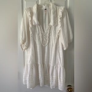 Free People White Ruffled Dress